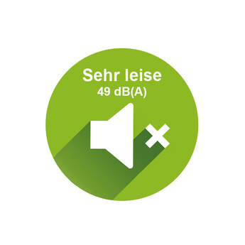 Extrem leise – 49 dB(A) statt 65 dB(A) zum Vergleich Mitbewerber - deutlich unter halber Lautstärke.