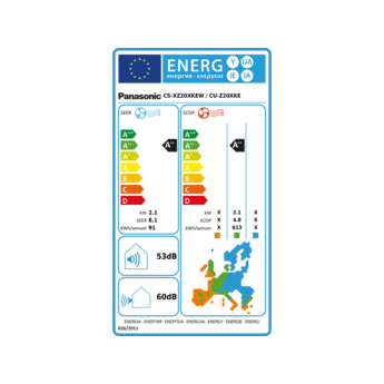 Energielabel für Etherea Z 2kw Variante - mit Innen- und Aussenteil